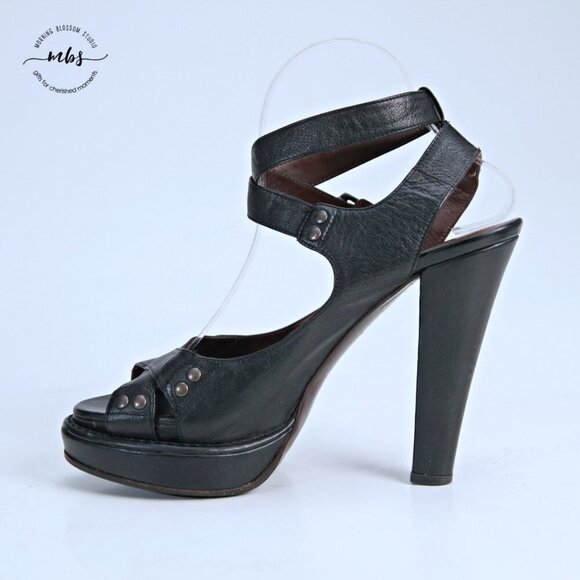 Bottega Vanetta Platform Open Toe Wrap Ankle Strap Sandals Black Women 9 - Picture 7 of 14